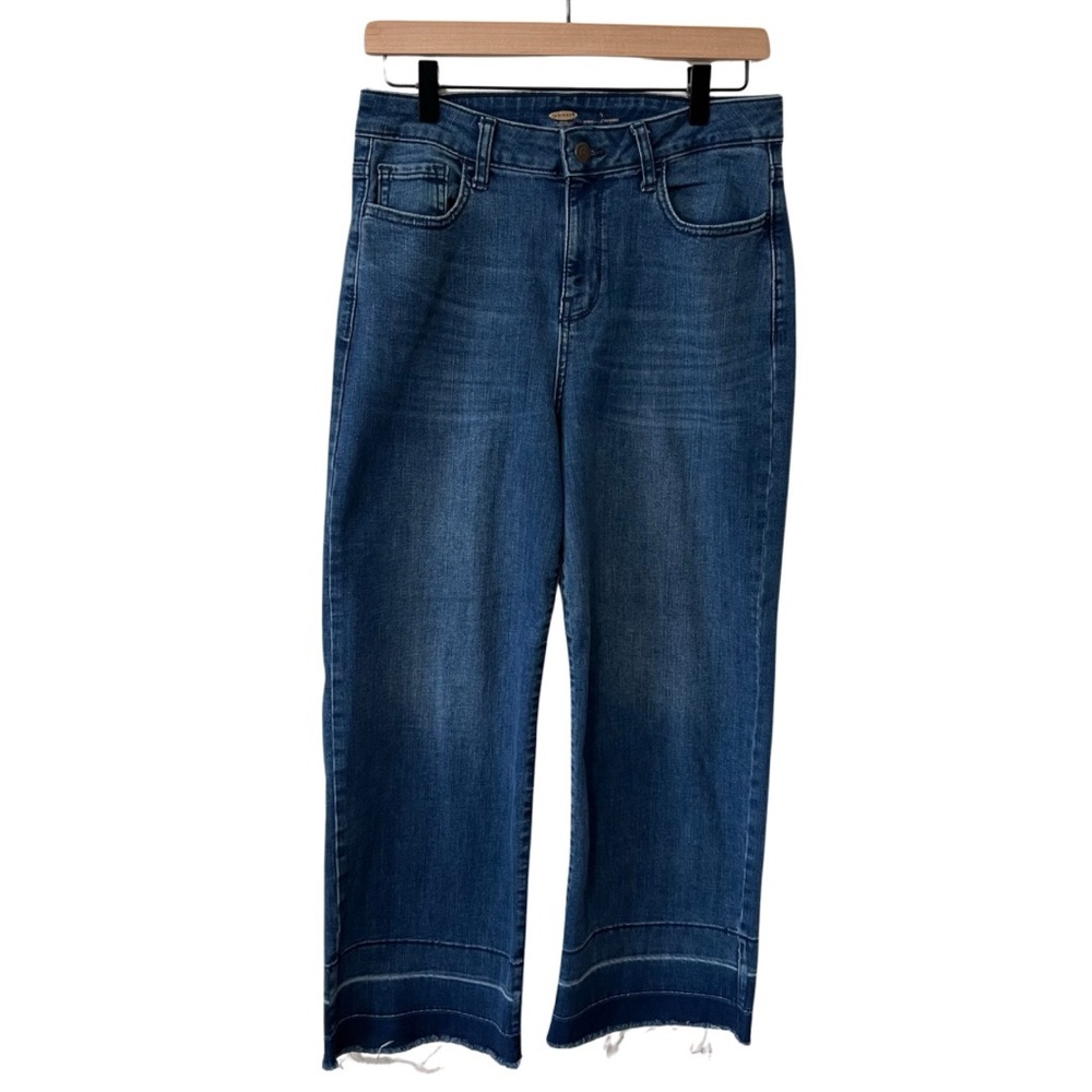 Old Navy Wide Leg Cropped Jeans Womens 4 High Rise Stretch Raw Hem
